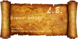 Lupsor Balló névjegykártya